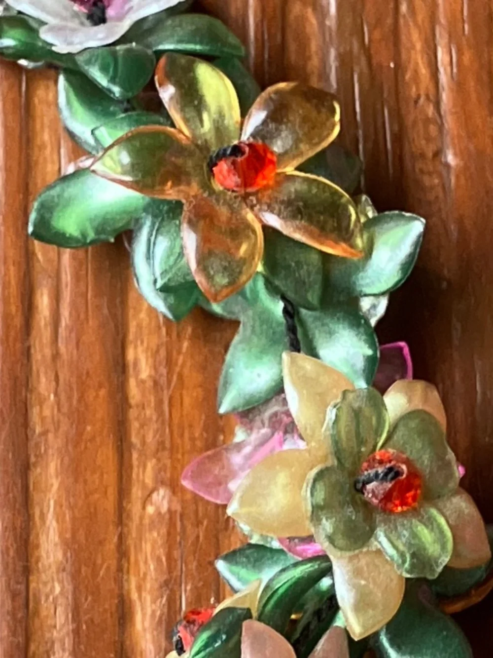 Whimsical 3D Flower & Leaf Beaded Statement Bracelet - Picture 11 of 12